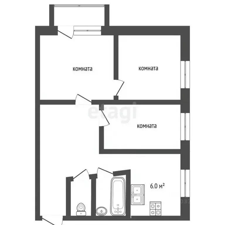3-к кв. Владимирская область, Муром Октябрьская ул., 52 (50.5 м) - Фото 2