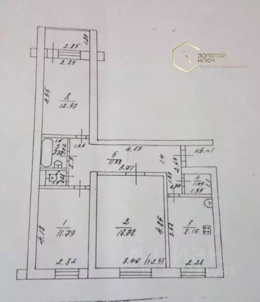 3-к кв. Ульяновская область, Димитровград Восточная ул., 20А (66.1 м) - Фото 1
