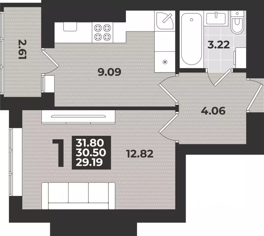 1-к кв. Калининградская область, Калининград ул. Героя России ... - Фото 1