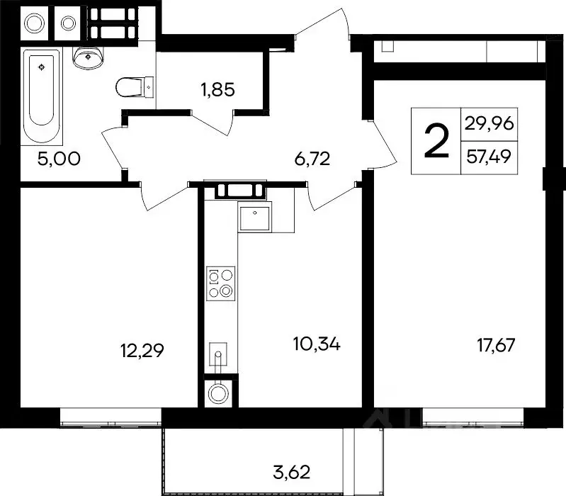 2-к кв. Крым, Симферопольский район, Гвардейское пгт, Республика жилой ... - Фото 1