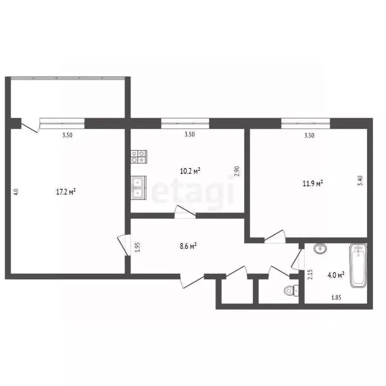 2-к кв. Ямало-Ненецкий АО, Пуровский район, Уренгой пгт, 2-й мкр 22 ... - Фото 2