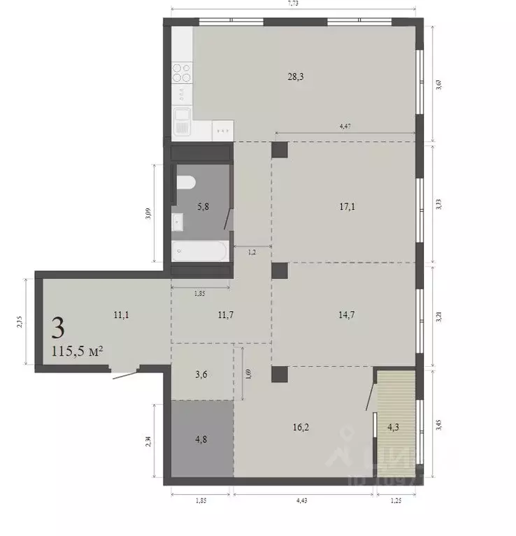 3-к кв. Свердловская область, Екатеринбург ул. Попова, 18 (115.5 м) - Фото 0