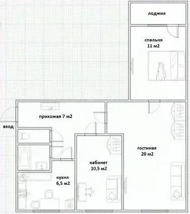 3-к кв. Москва Ферганская ул., 24 (58.1 м) - Фото 1