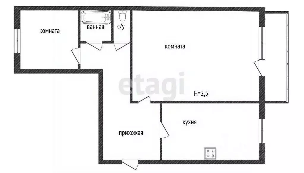 2-к кв. Костромская область, Кострома Катушечная ул., 94 (50.1 м) - Фото 1