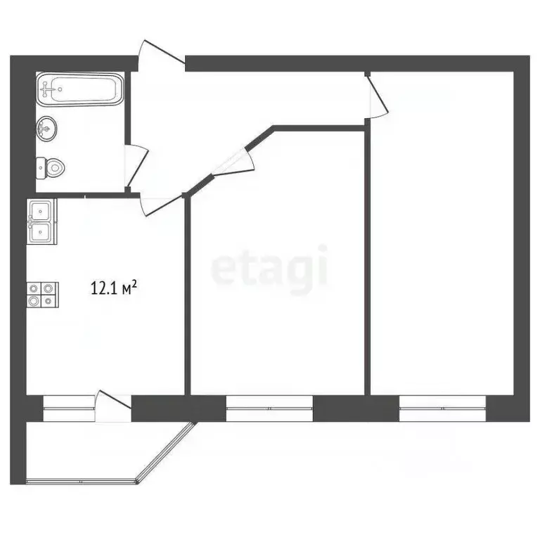 2-к кв. Тамбовская область, Тамбовский муниципальный округ, д. ... - Фото 1