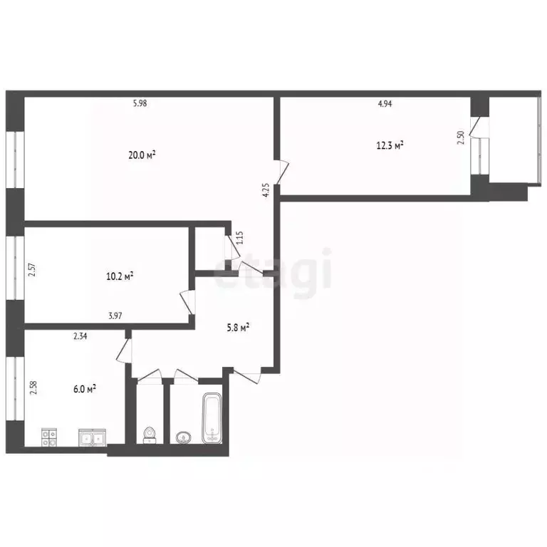 3-к кв. Татарстан, Набережные Челны бул. Школьный, 1 (58.0 м) - Фото 2