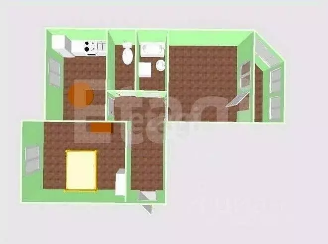 2-к кв. Сахалинская область, Долинск Октябрьская ул., 3 (50.3 м) - Фото 2