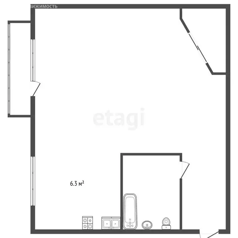 1-комнатная квартира: Санкт-Петербург, улица Руставели, 20 (30.5 м) - Фото 1