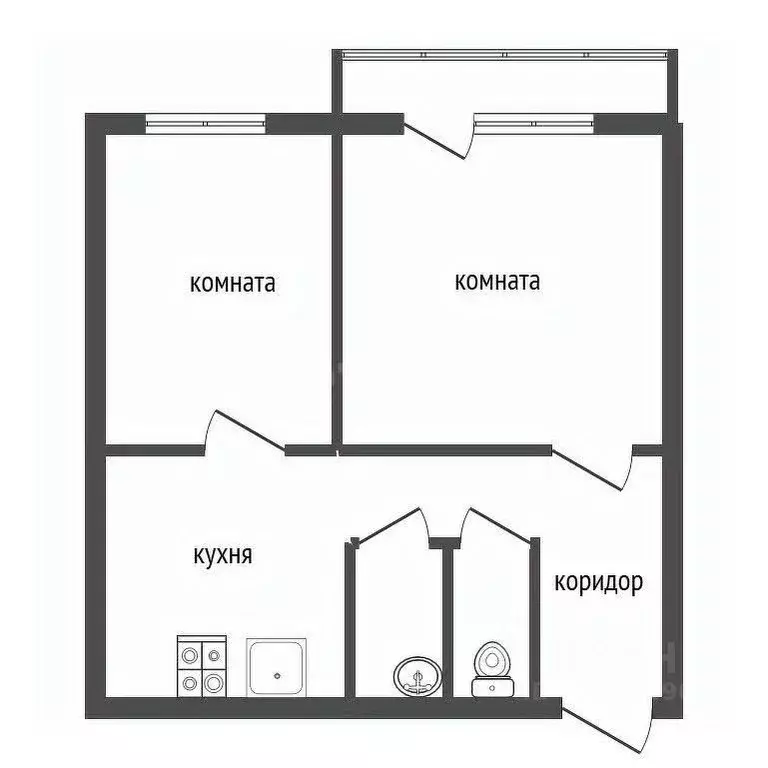 2-к кв. Воронежская область, Воронеж ул. Циолковского, 125 (44.5 м) - Фото 2