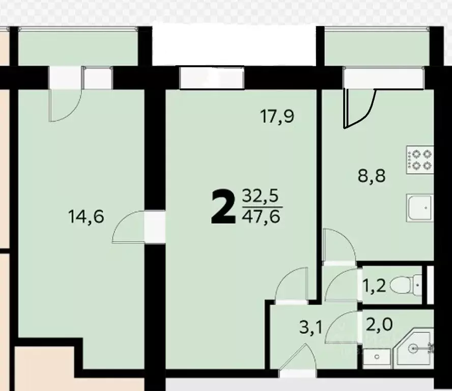 2-к кв. Москва, Москва, Зеленоград к613 (55.0 м) - Фото 2
