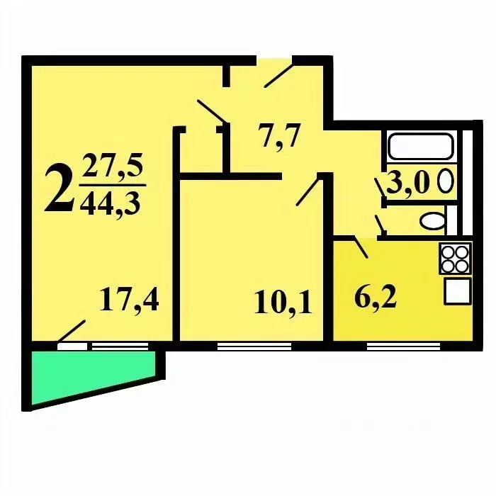 2-к кв. Москва ул. Академика Янгеля, 6 (44.3 м) - Фото 2