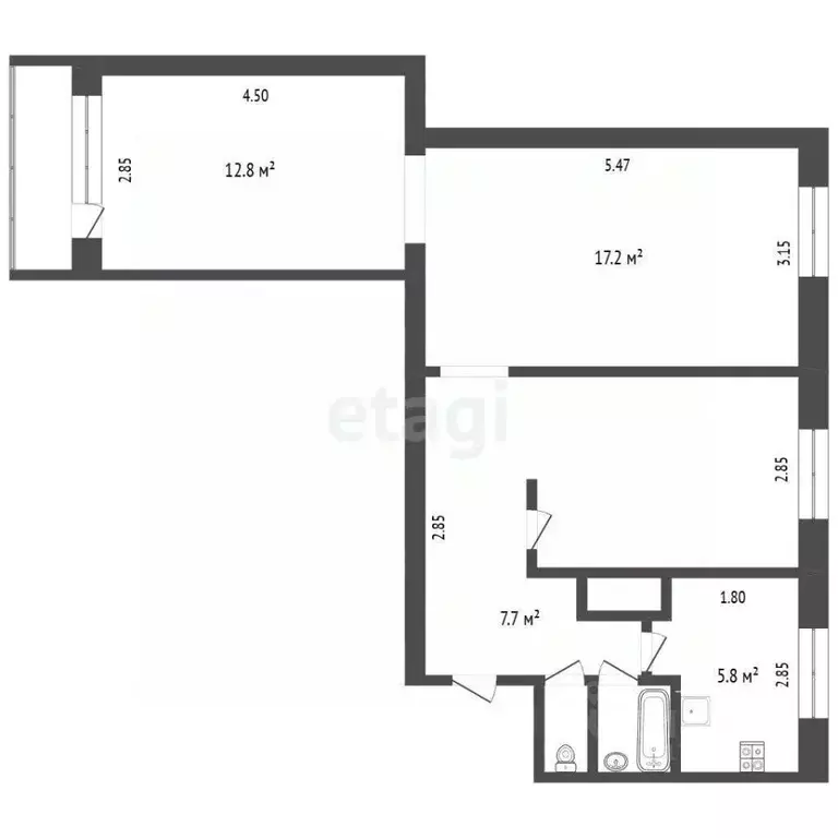 3-к кв. Ямало-Ненецкий АО, Новый Уренгой Юбилейная ул., 2 (58.4 м) - Фото 2