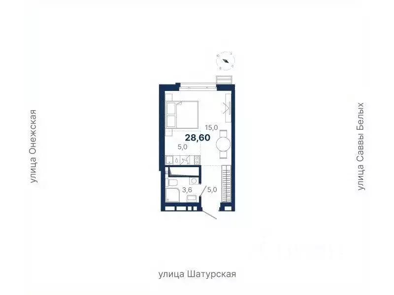 Студия Свердловская область, Екатеринбург ул. Шатурская (28.6 м) - Фото 0