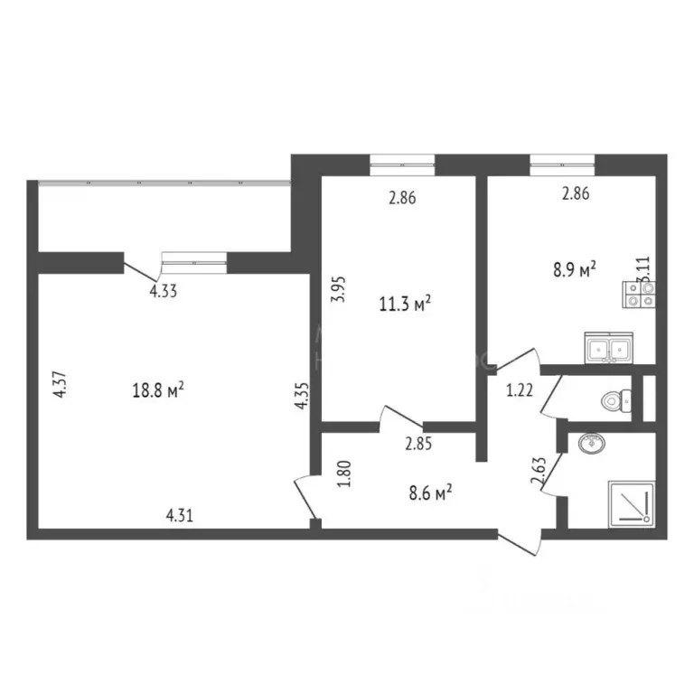 2-к кв. Санкт-Петербург Рябовское ш., 121К4 (51.2 м) - Фото 1