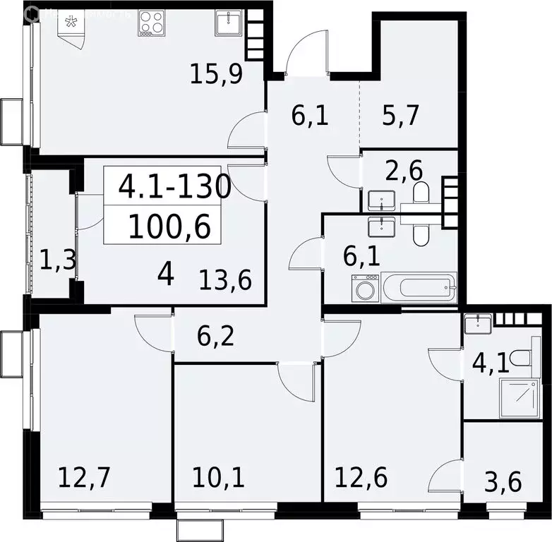 4-комнатная квартира: Москва, Бартеневская улица, 16 (100.6 м) - Фото 0