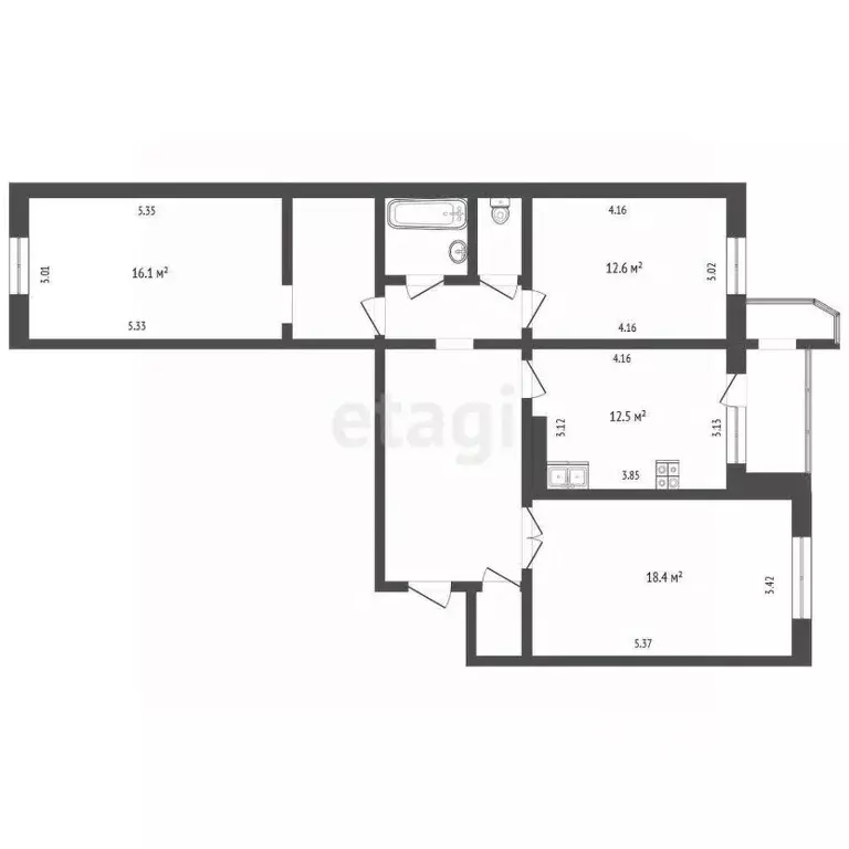 3-к кв. Белгородская область, Белгород Славянская ул., 15 (96.0 м) - Фото 2