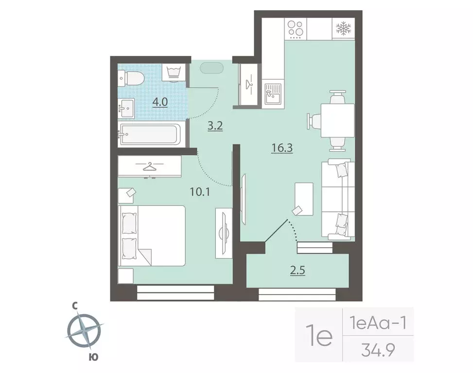 1-комнатная квартира: Екатеринбург, жилой район Центральный, жилой ... - Фото 1