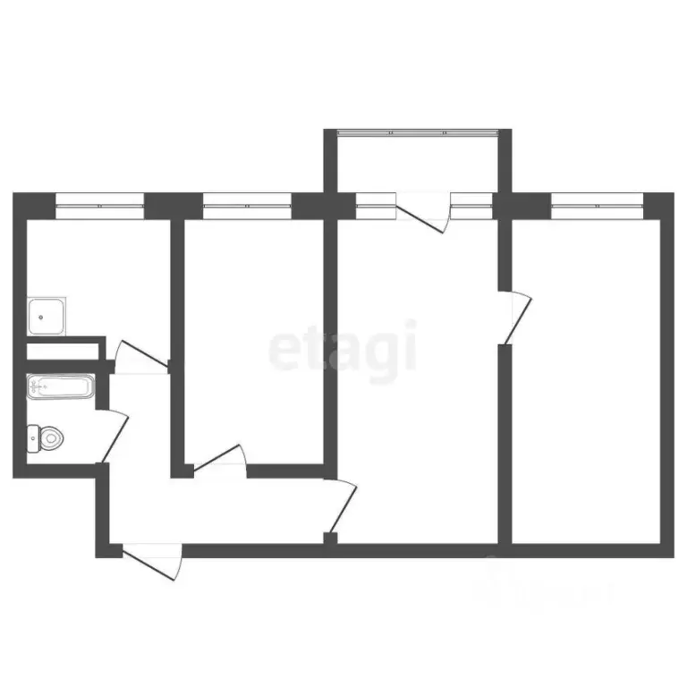 3-к кв. Томская область, Томск ул. Кулагина, 5 (57.0 м) - Фото 1