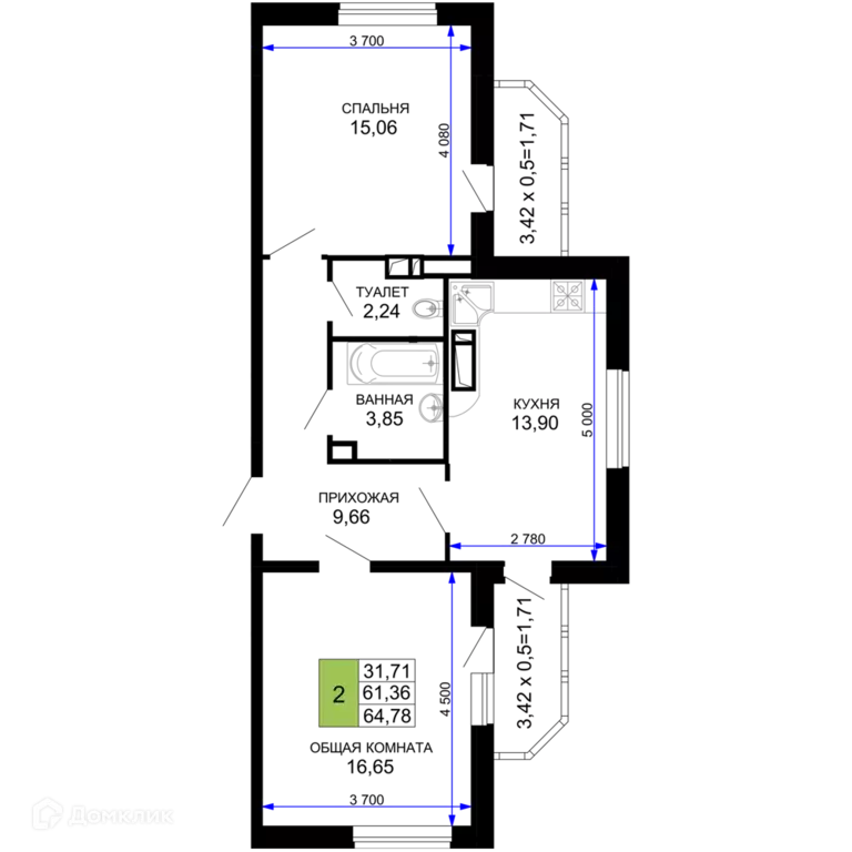 Продаётся 2-к квартира, 64.78 м - Фото 0