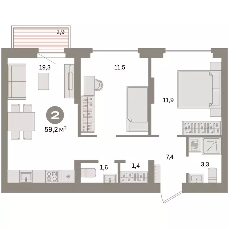 2-комнатная квартира: Екатеринбург, жилой район Сортировочный, ... - Фото 1