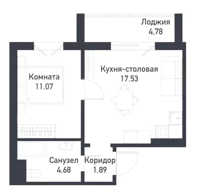 1-комнатная квартира: посёлок Пригородный, Ласковая улица, 24 (38 м) - Фото 1