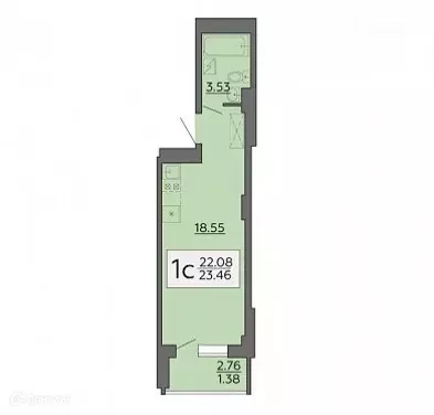 Продаётся квартира-студия, 23.46 м - Фото 1