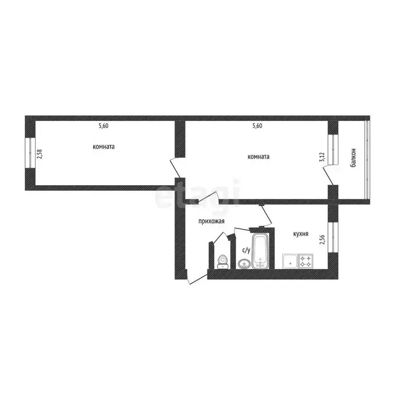 2-комнатная квартира: Шебекино, Рабочий переулок, 1 (45 м) - Фото 0