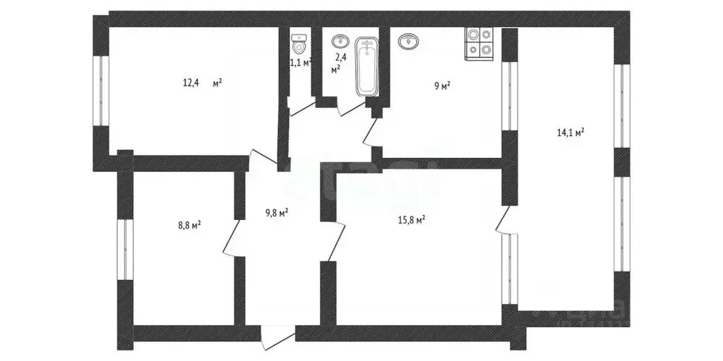 3-к кв. Белгородская область, Борисовка городское поселение, Борисовка ... - Фото 1