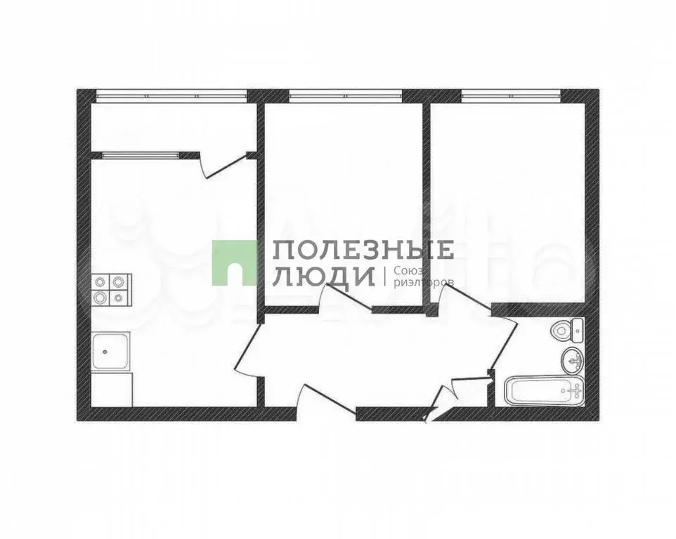2-к. квартира, 44,5 м, 6/9 эт. - Фото 0