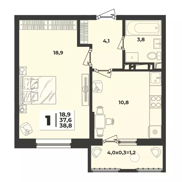 1-к кв. Краснодарский край, Краснодар ул. Имени Генерала Корнилова, ... - Фото 1