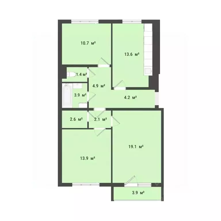 3-к кв. Омская область, Омск Заозерный мкр, ул. Сергея Тюленина, 4 ... - Фото 1