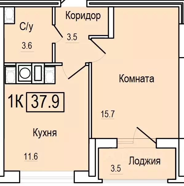 1-к кв. Смоленская область, Смоленск ул. 1-я Восточная (37.9 м) - Фото 0