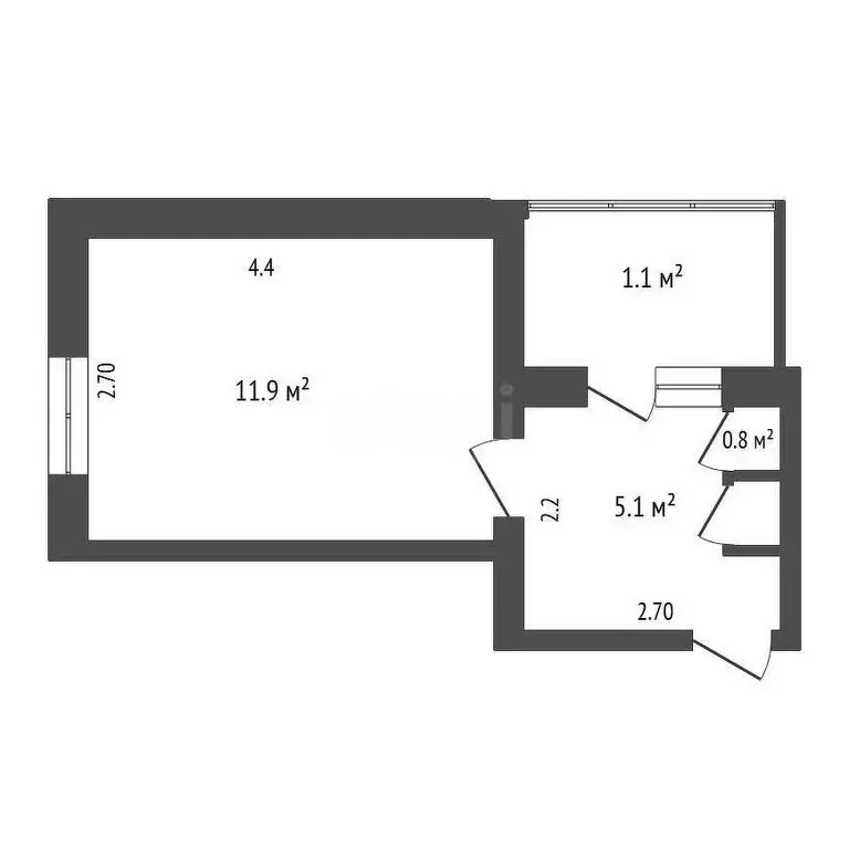 1к в -комнатной квартире (11.9 м) - Фото 0
