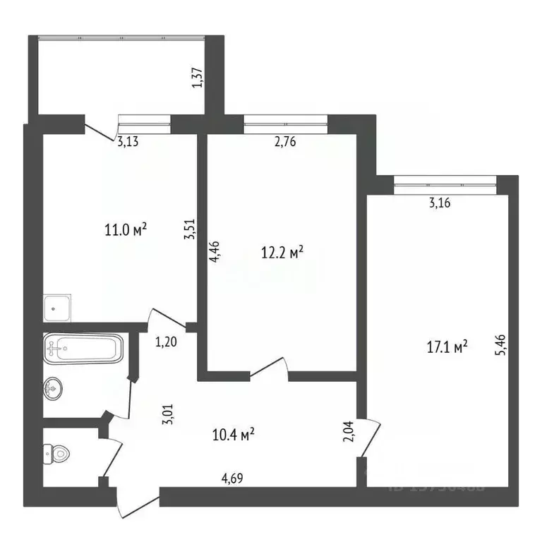 2-к кв. Амурская область, Благовещенск ул. Островского, 75/1 (55.1 м) - Фото 2