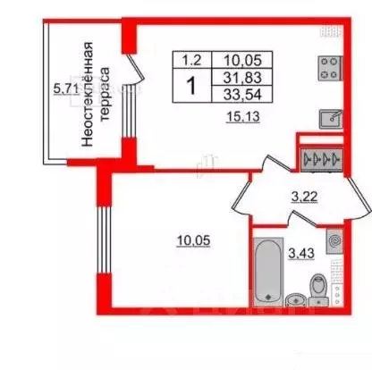 1-к кв. Санкт-Петербург Пулковское ш., 95к3 (33.5 м) - Фото 0