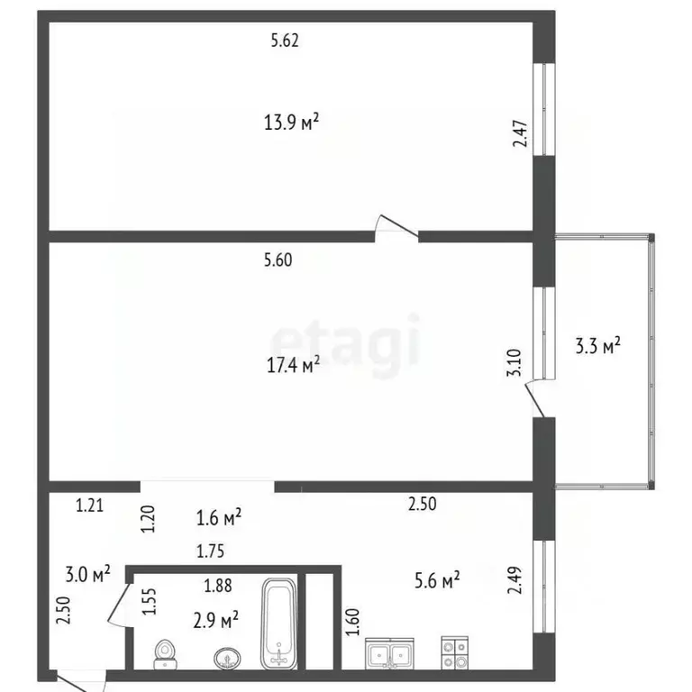 2-к кв. Самарская область, Самара ул. Мяги, 15 (44.4 м) - Фото 2