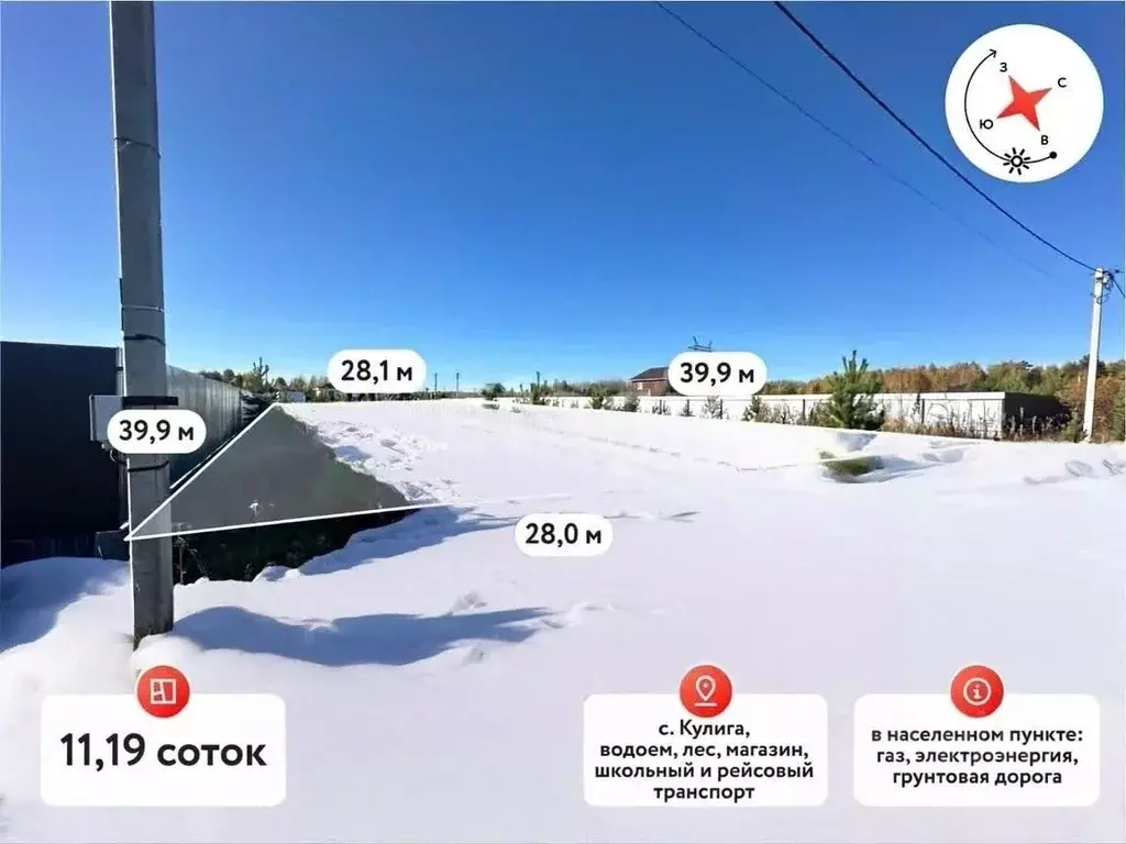 Участок в Тюменская область, Тюменский муниципальный округ, с. Кулига, ... - Фото 1