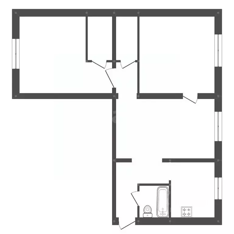 3-к кв. Амурская область, Белогорск ул. Кирова, 83 (56.6 м) - Фото 2