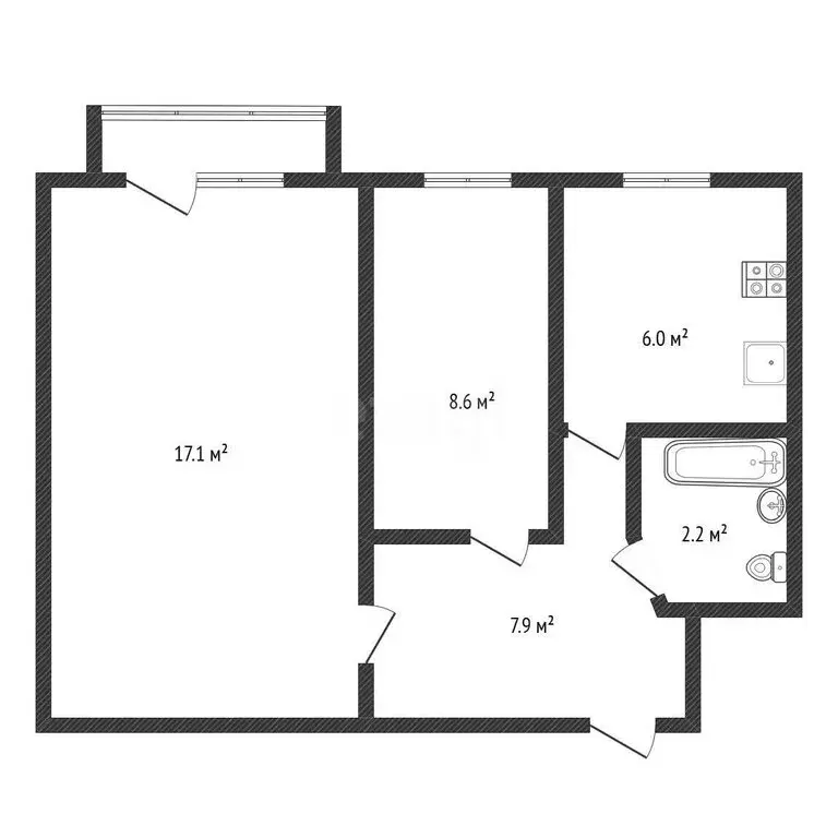 2-комнатная квартира: Черкесск, площадь Кирова, 22 (44 м) - Фото 1