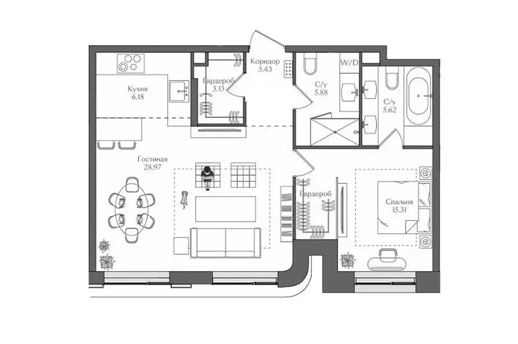 Продаётся 1-к квартира, 68.52 м - Фото 1