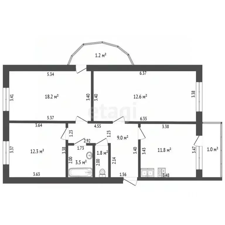 3-к кв. Мордовия, Саранск ул. Попова, 64Гк2 (78.0 м) - Фото 2