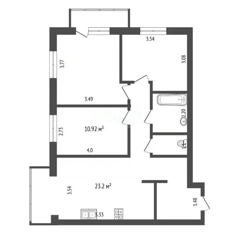 3-к кв. Вологодская область, Вологда Республиканская ул., 14к1 (76.7 ... - Фото 2