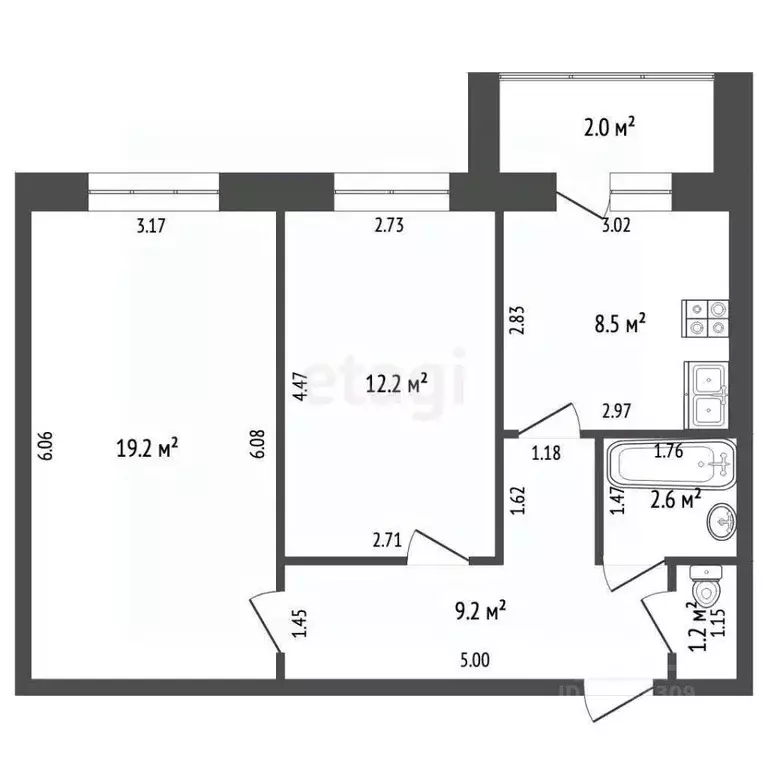 2-к кв. Мордовия, Саранск Республиканская ул., 7 (52.8 м) - Фото 2