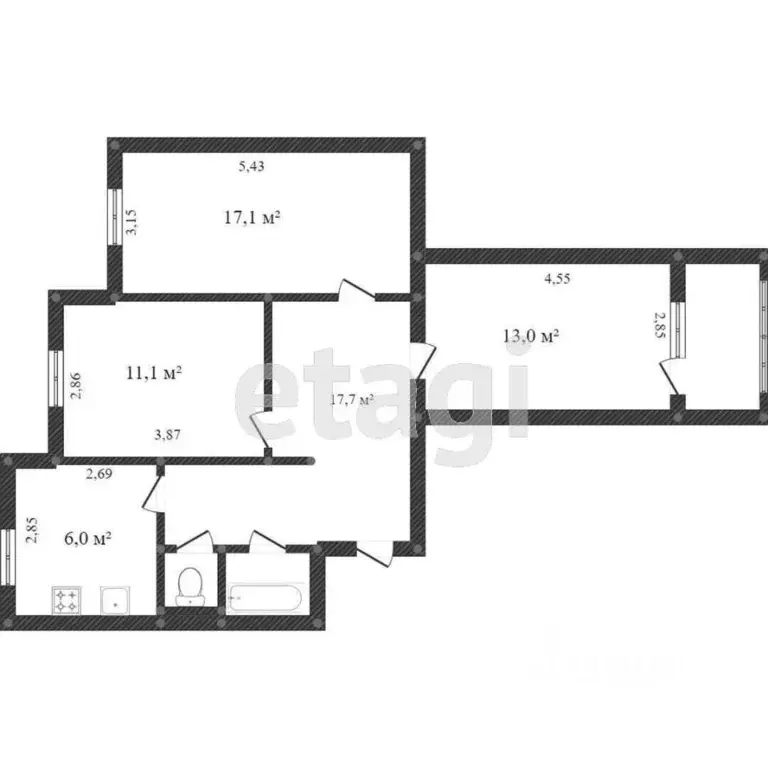 3-к кв. Ямало-Ненецкий АО, Новый Уренгой ул. Геологоразведчиков, 8 ... - Фото 2