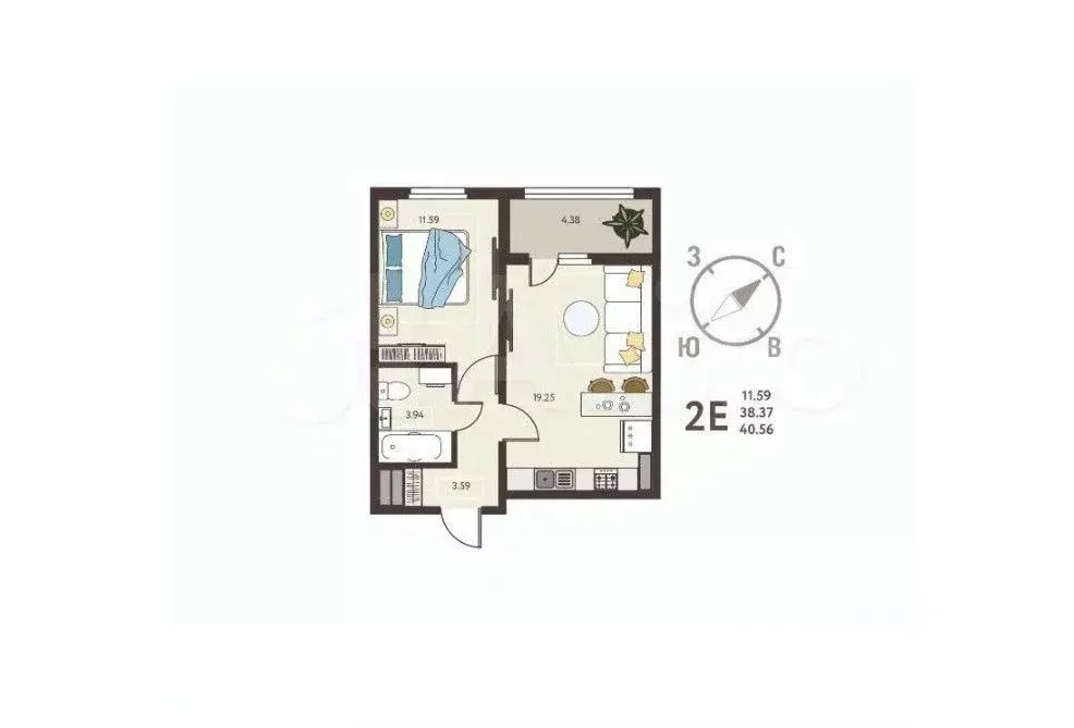 1-к кв. Курская область, Курск ул. Энгельса, 115/6 (37.04 м) - Фото 0