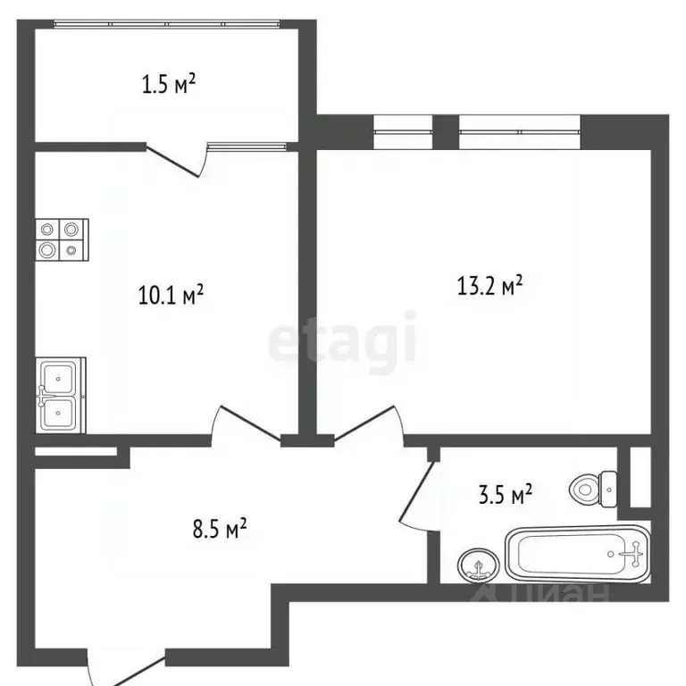 1-к кв. Ставропольский край, Пятигорск ул. Нежнова (35.6 м) - Фото 2