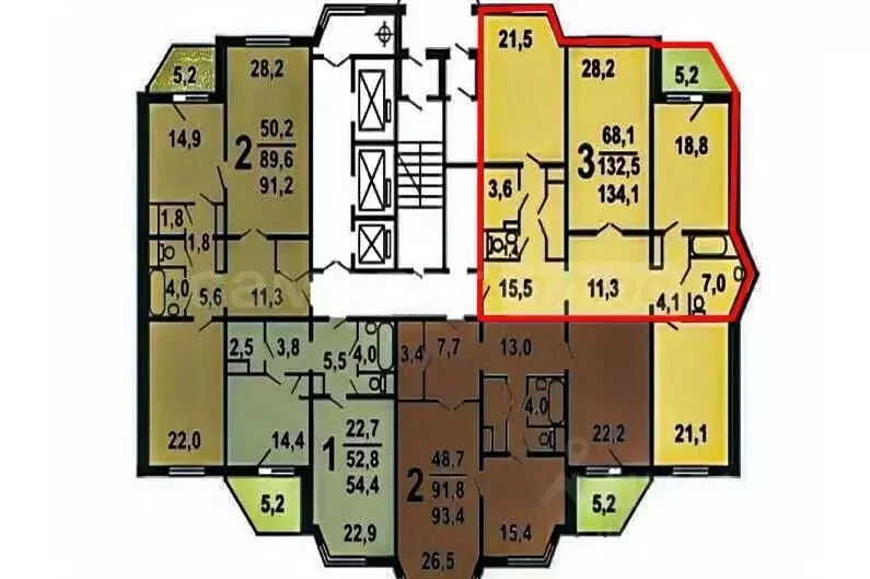 3-к кв. Московская область, Красногорск бул. Красногорский, 5 (130.8 ... - Фото 2