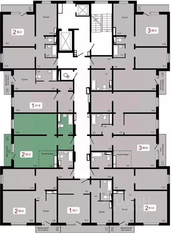 2-к кв. Красноярский край, Красноярск Аральская ул., 51А (52.3 м) - Фото 1