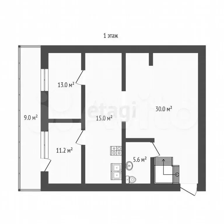 4-к. квартира, 107 м, 2/2 эт. - Фото 1