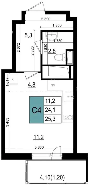 Квартира-студия: Одинцово, улица Бзри, к23 (25.3 м) - Фото 0